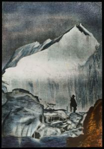 Image of Iceberg and Man Standing (Drawing)
